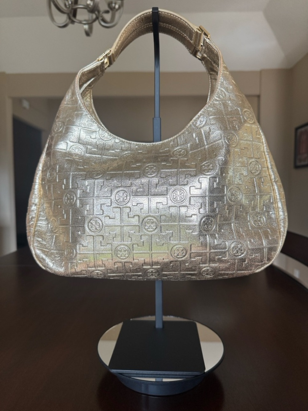 Tory Burch Metallic Gold Hobo Shoulder Bag - Picture 2 of 13